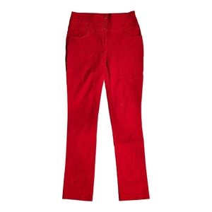 HAE Dress Pants Womens Size Medium Red skinny Mid‎ Rise Stretch